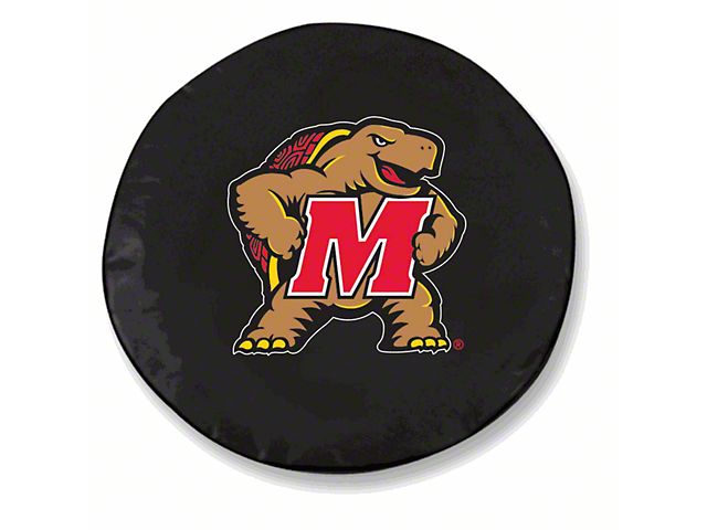 University of Maryland Spare Tire Cover with Camera Port; Black (18-23 Jeep Wrangler JL)