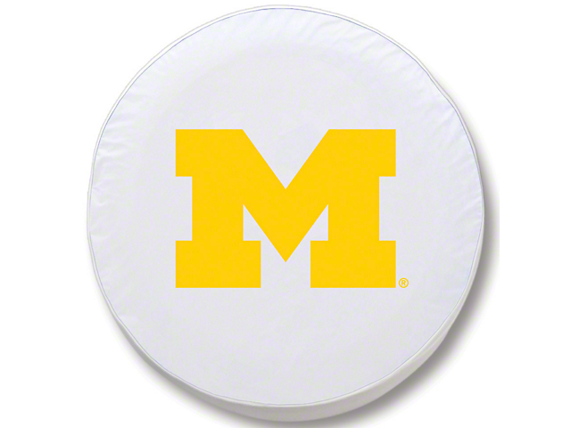 University of Michigan Spare Tire Cover with Camera Port; White (18-23 Jeep Wrangler JL)