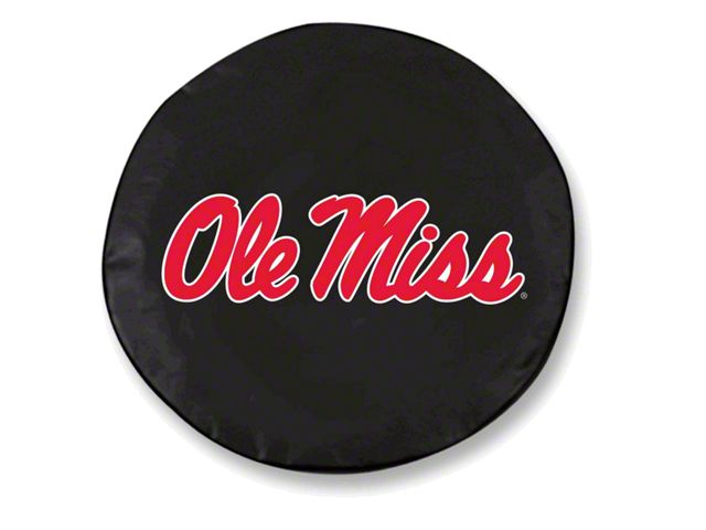 University of Mississippi Spare Tire Cover with Camera Port; Black (18-24 Jeep Wrangler JL)