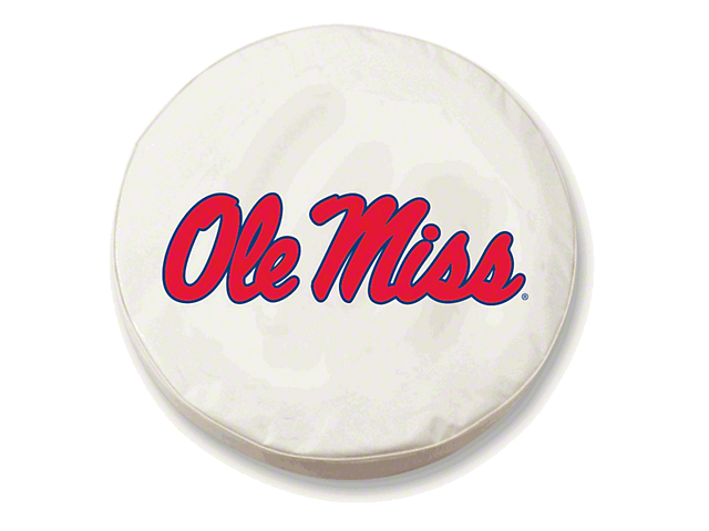 University of Mississippi Spare Tire Cover with Camera Port; White (18-23 Jeep Wrangler JL)