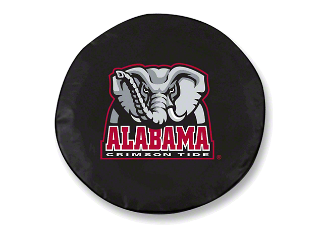 University of Alabama Elephant Spare Tire Cover; Black (66-18 Jeep CJ5, CJ7, Wrangler YJ, TJ & JK)
