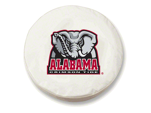University of Alabama Elephant Spare Tire Cover with Camera Port; White (18-23 Jeep Wrangler JL)