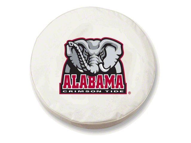University of Alabama Elephant Spare Tire Cover; White (66-18 Jeep CJ5, CJ7, Wrangler YJ, TJ & JK)