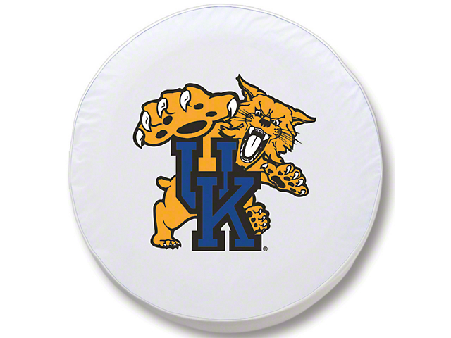 University of Kentucky Cat Spare Tire Cover with Camera Port; White (18-23 Jeep Wrangler JL)