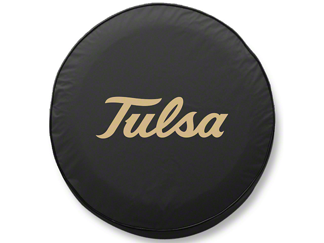 University of Tulsa Spare Tire Cover with Camera Port; Black (18-23 Jeep Wrangler JL)