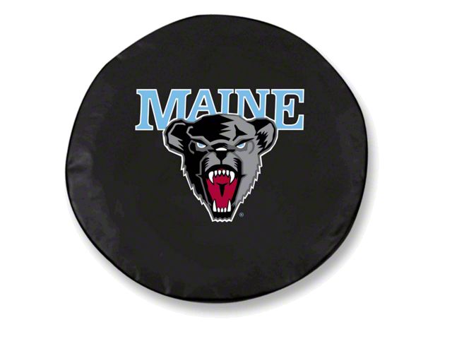 University of Maine Spare Tire Cover; Black (66-18 Jeep CJ5, CJ7, Wrangler YJ, TJ & JK)