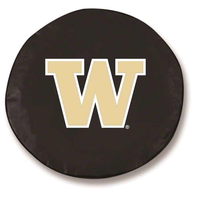 University of Washington Spare Tire Cover with Camera Port; Black (18-23 Jeep Wrangler JL)