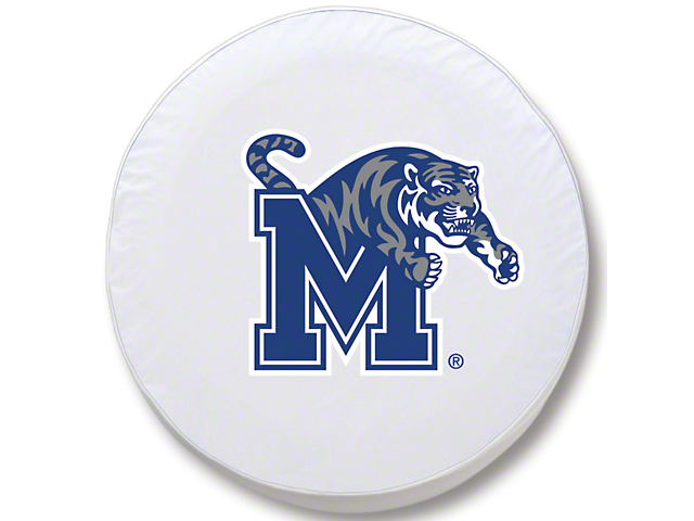 University of Memphis Spare Tire Cover with Camera Port; White (18-23 Jeep Wrangler JL)
