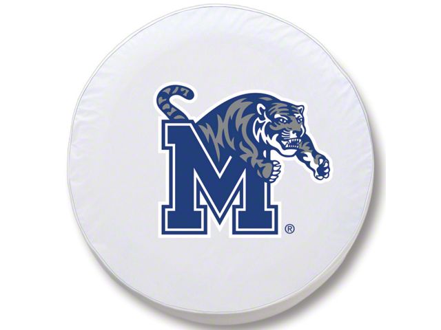 University of Memphis Spare Tire Cover with Camera Port; White (18-24 Jeep Wrangler JL)