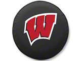 University of Wisconsin W Spare Tire Cover with Camera Port; Black (18-23 Jeep Wrangler JL)