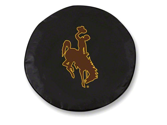 University of Wyoming Spare Tire Cover with Camera Port; Black (18-24 Jeep Wrangler JL)