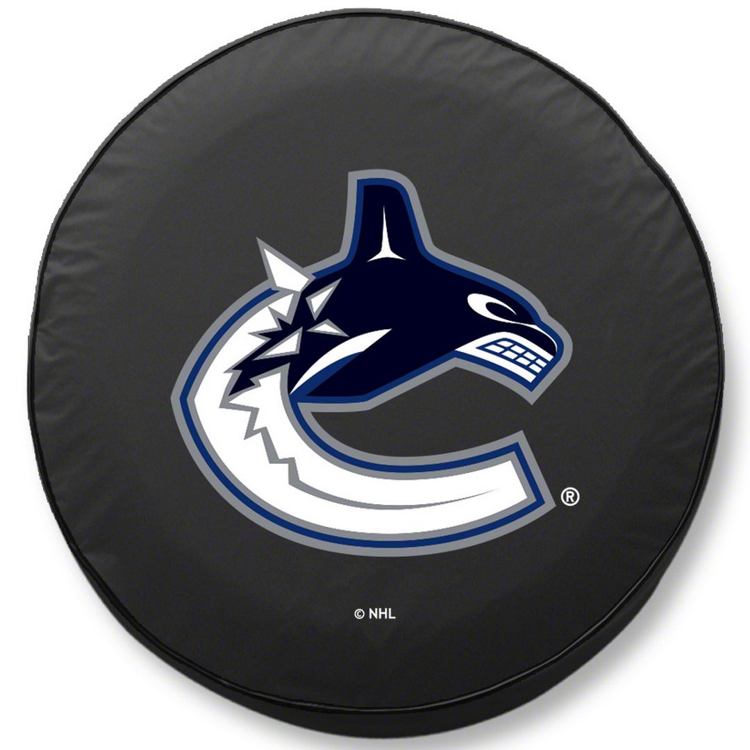 Jeep Wrangler Vancouver Canucks Spare Tire Cover with Camera Port; Black  (18-23 Jeep Wrangler JL) Free Shipping