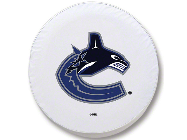 Vancouver Canucks Spare Tire Cover with Camera Port; White (18-23 Jeep Wrangler JL)