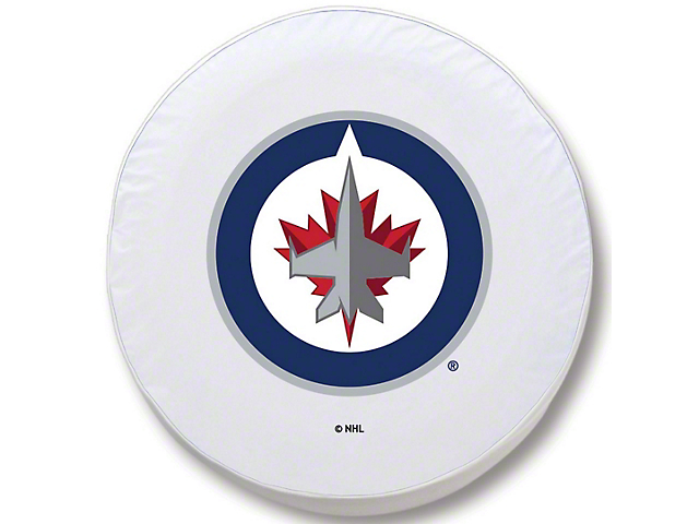 Winnipeg Jets Spare Tire Cover with Camera Port; White (18-23 Jeep Wrangler JL)