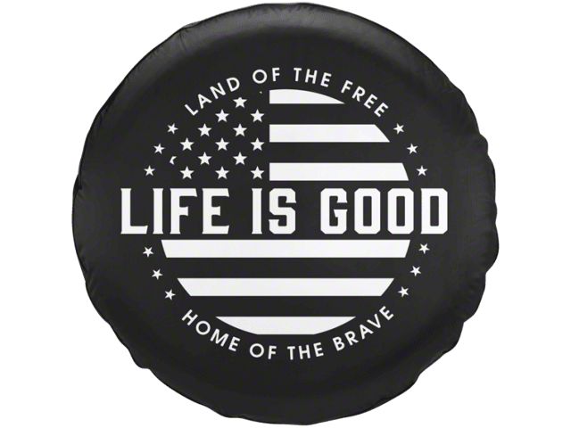 Life is Good Black & White Flag Spare Tire Cover (87-20 Jeep Wrangler YJ, TJ, JK & JL)