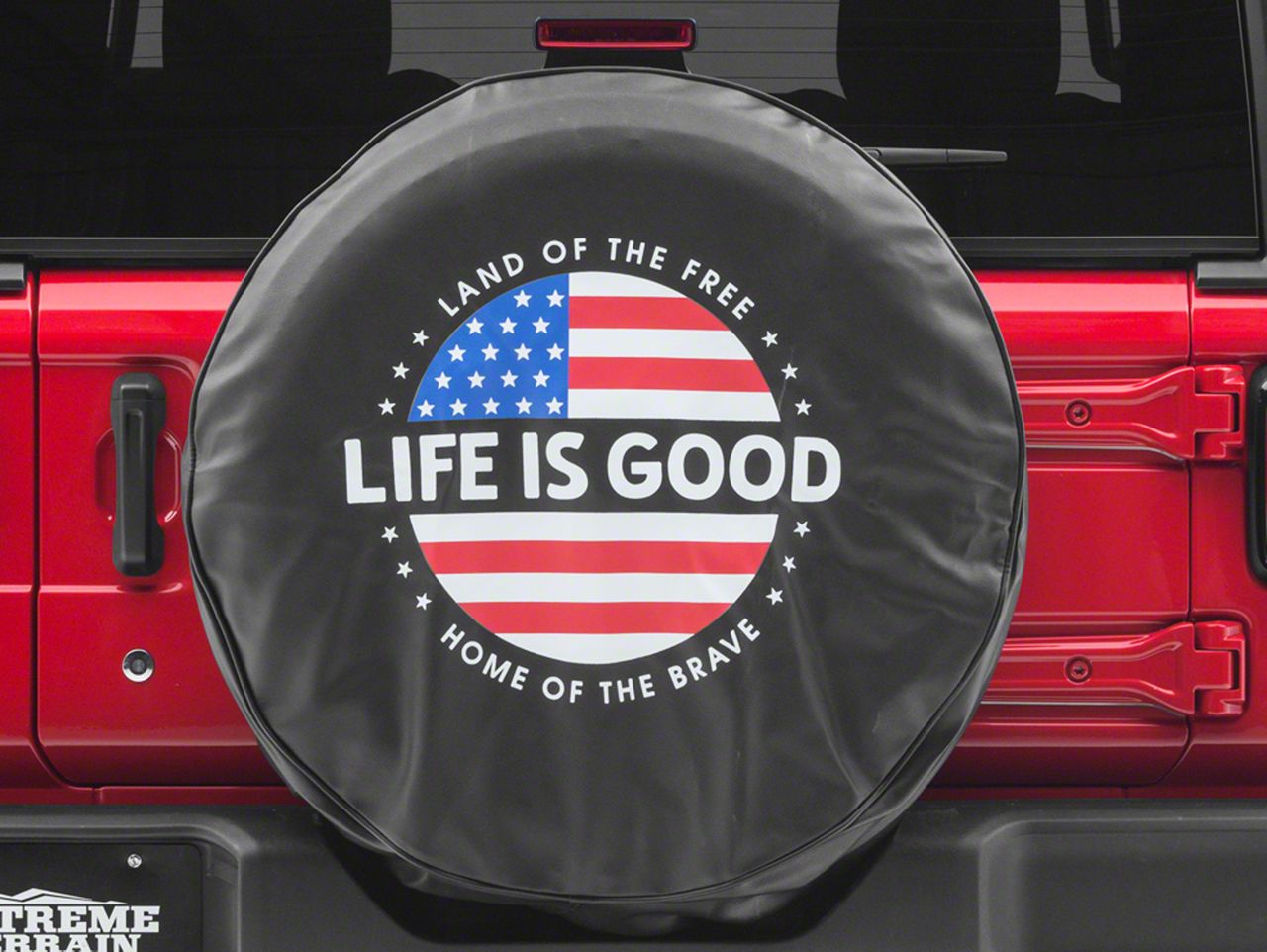 RED ROCK American Flag Logo Spare Tire Cover; 29-Inch Tire Cover Compatible with 66-18 Jeep CJ5, CJ7, Wrangler YJ, TJ ＆ JK - 2