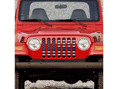 Grille Insert; American Black and White Back the Blue (97-06 Jeep Wrangler TJ)