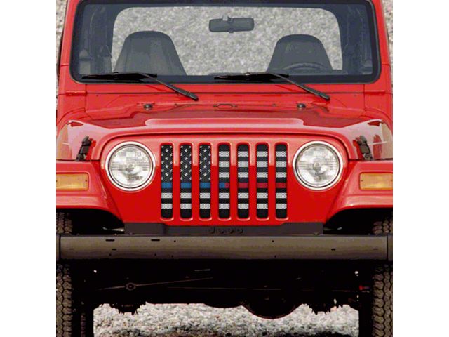 Grille Insert; American Black and White Black the Blue and Red (97-06 Jeep Wrangler TJ)