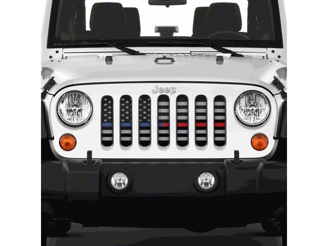 Grille Insert; American Tactical Back the Blue and Red (07-18 Jeep Wrangler JK)