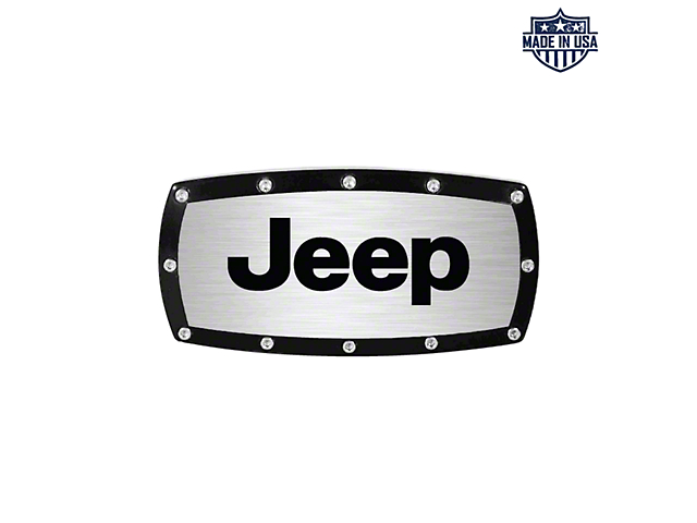 Billet Hitch Cover with Jeep Logo (Universal; Some Adaptation May Be Required)