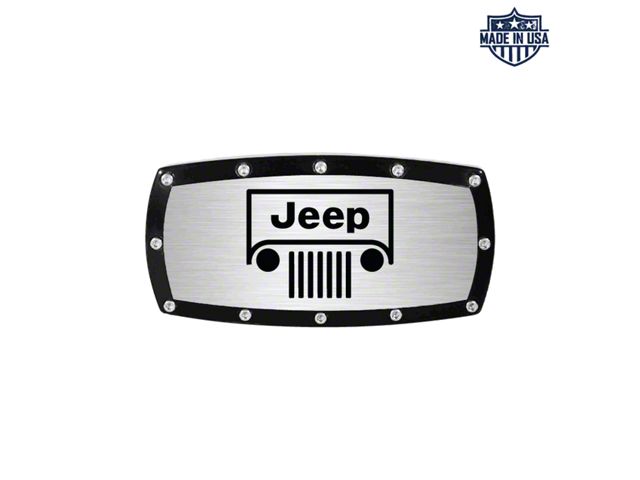Billet Hitch Cover with Jeep Grille Logo (Universal; Some Adaptation May Be Required)