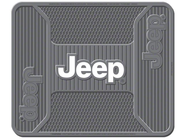 Elite Rear Utility Floor Mat with Jeep Logo; Gray (66-23 Jeep CJ5, CJ7, Wrangler YJ, TJ, JK & JL, Excluding 4xe)