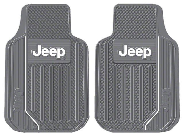 Elite Series Front Floor Mats with Jeep Logo; Gray (Universal; Some Adaptation May Be Required)