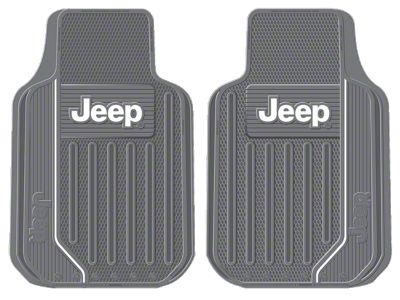 Elite Series Front Floor Mats with Jeep Logo; Gray (Universal; Some Adaptation May Be Required)