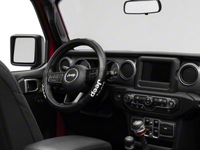 Elite Series Speed Grip Steering Wheel Cover with Jeep Logo; Black (66-23 Jeep CJ5, CJ7, Wrangler YJ, TJ, JK & JL)