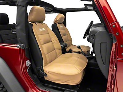 Jeep Wrangler Sideless Seat Cover With Logo Tan 66 22 Cj5 Cj7 Yj Tj Jk Jl Free - Fox Racing Shox Seat Cover