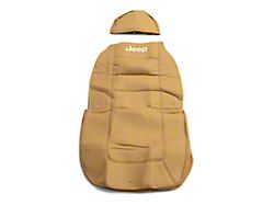 Sideless Seat Cover with Jeep Logo; Tan (Universal; Some Adaptation May Be Required)