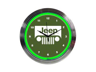 Jeep Wrangler Grille Green Neon Clock