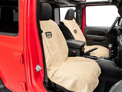 Seat Towel with Jeep Grille; Tan (Universal; Some Adaptation May Be Required)