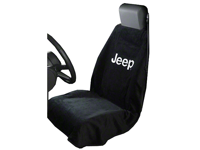 Seat Cover with Jeep Logo; Black (Universal; Some Adaptation May Be Required)