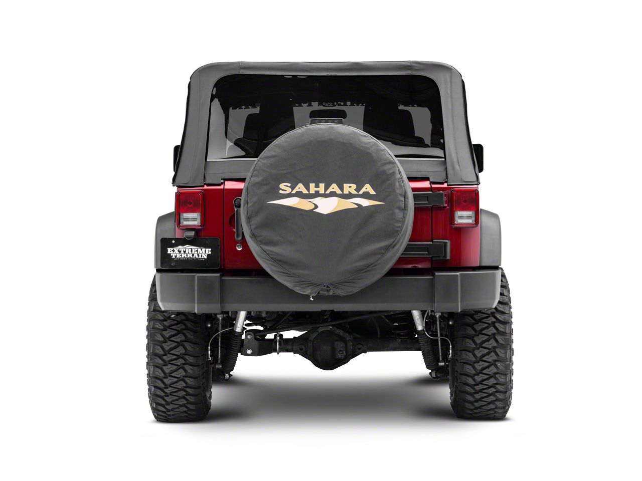 RED ROCK Outline Logo Spare Tire Cover; 29-Inch Tire Cover Compatible with 66-18 Jeep CJ5, CJ7, Wrangler YJ, TJ ＆ JK - 1