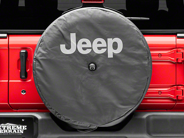 Mopar Jeep Logo Spare Tire Cover; Black; 32-Inch Tire Cover (18-23 Jeep Wrangler JL)