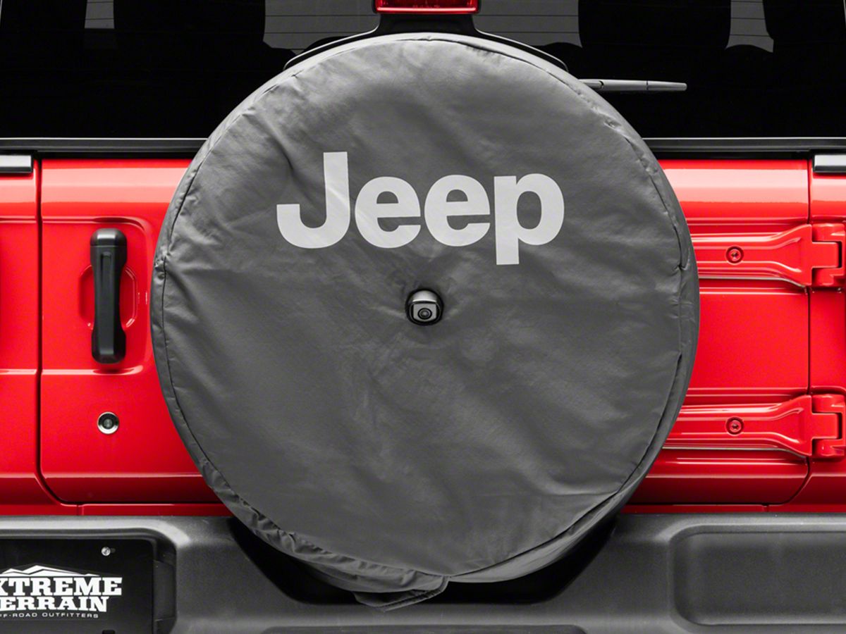 Mopar Jeep Wrangler Jeep Logo Spare Tire Cover; Black; 32-Inch Tire Cover  82215434 (18-23 Jeep Wrangler JL) - Free Shipping