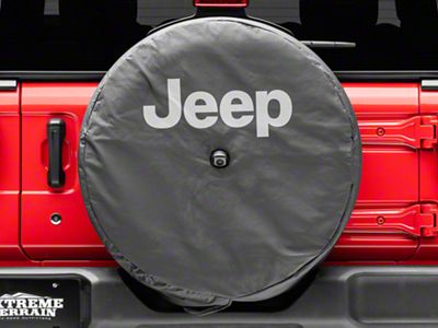 Mopar Jeep Logo Spare Tire Cover; Black; 32-Inch Tire Cover (18-23 Jeep Wrangler JL)