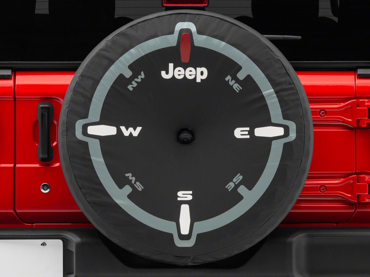 Mopar Jeep Wrangler Compass Design Spare Tire Cover; Black; 32Inch