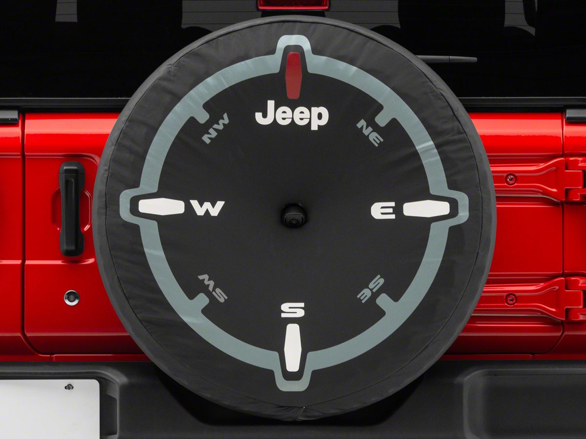 Mopar Jeep Wrangler Compass Design Spare Tire Cover; Black; 32-Inch Tire  Cover 82215446AB (18-23 Jeep Wrangler JL) - Free Shipping