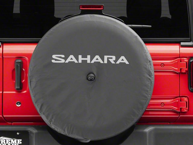Mopar Sahara Spare Tire Cover; Black; 32-Inch Tire Cover (18-24 Jeep Wrangler JL)