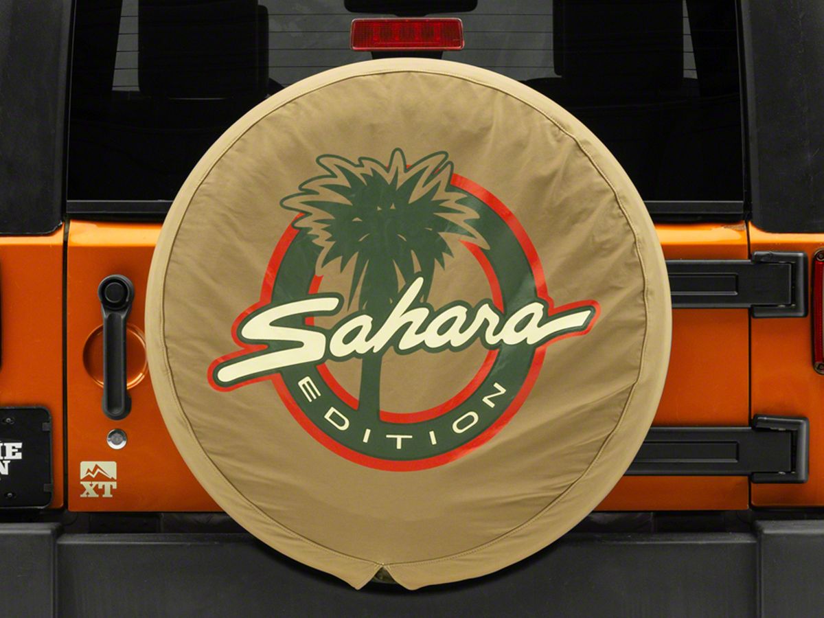Mopar Jeep Wrangler Sahara Edition Spare Tire Cover; Tan;  Tire  Cover 82204567AB (66-18 Jeep CJ5, CJ7, Wrangler YJ, TJ & JK) - Free Shipping