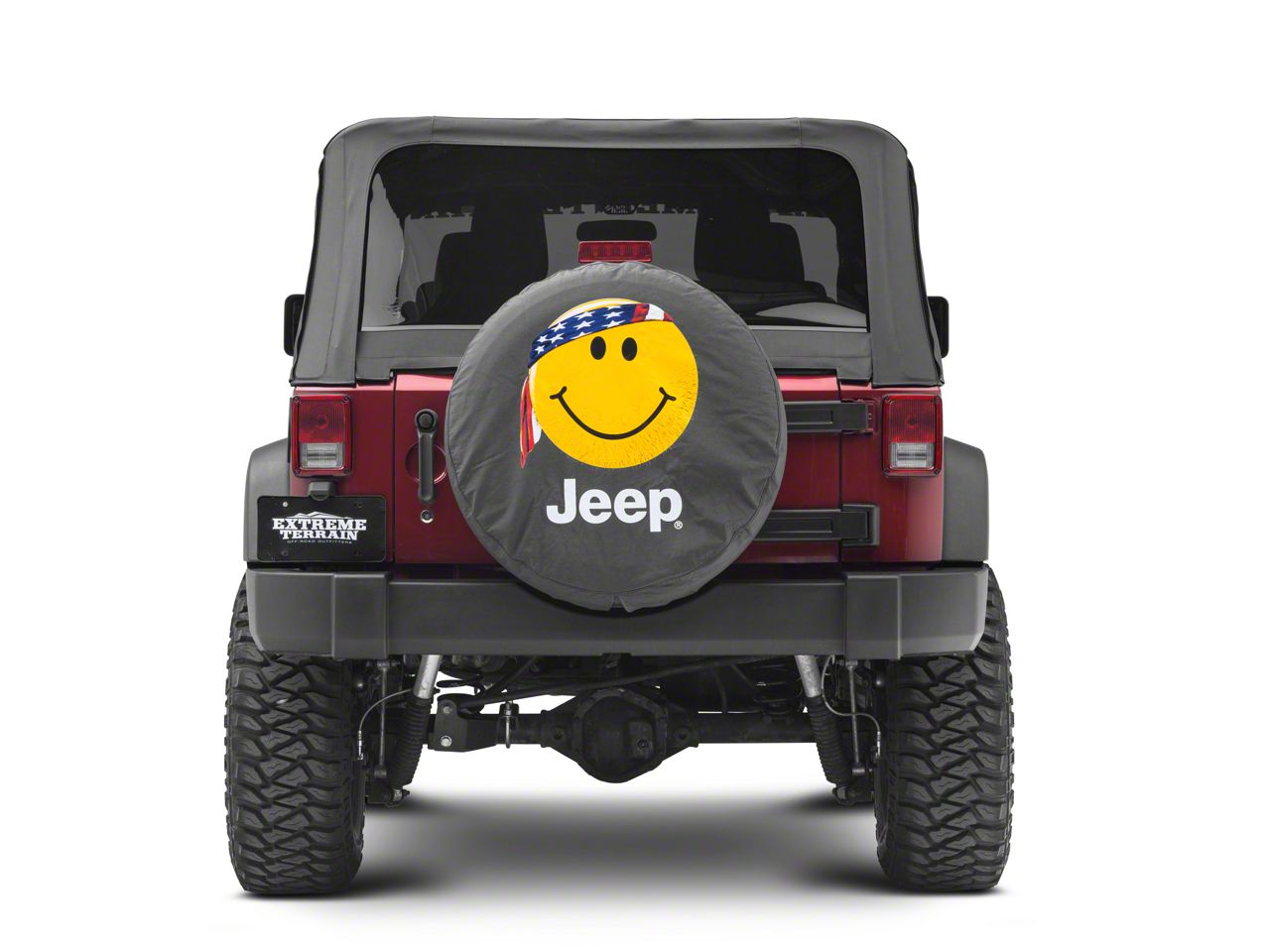 Mopar Jeep Wrangler Smiley Face with Bandana Jeep Spare Tire Cover J129632 (66-18  Jeep CJ5, CJ7, Wrangler YJ, TJ  JK) Free Shipping