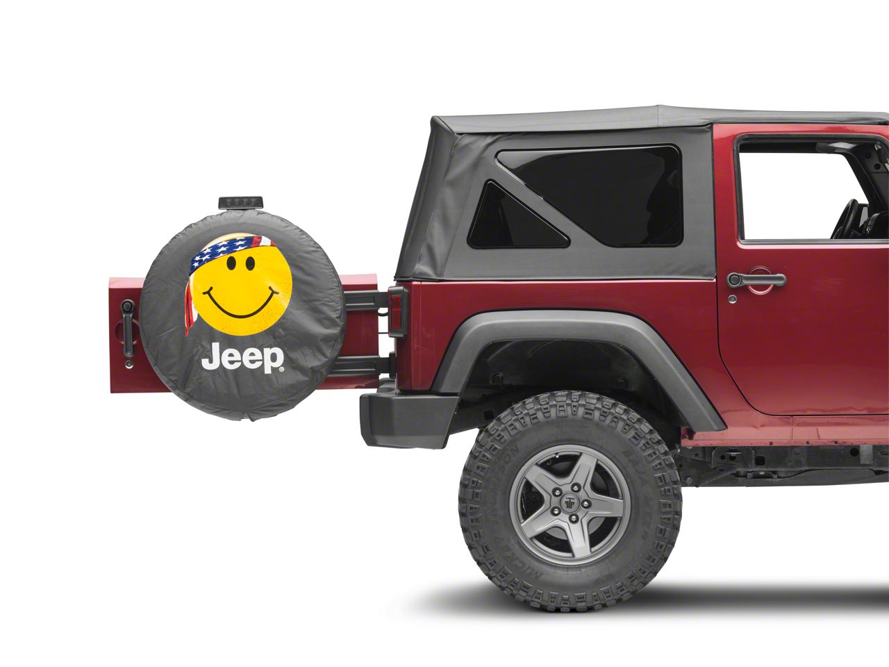 Mopar Jeep Wrangler Smiley Face with Bandana Jeep Spare Tire Cover J129632 (66-18  Jeep CJ5, CJ7, Wrangler YJ, TJ  JK) Free Shipping