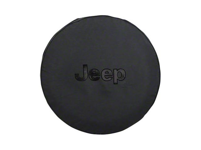 Mopar Jeep Logo Spare Tire Cover; Black (66-18 Jeep CJ5, CJ7, Wrangler YJ, TJ & JK)