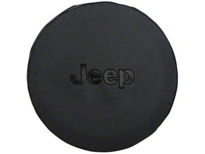 Mopar Jeep Logo Spare Tire Cover; Black (66-18 Jeep CJ5, CJ7, Wrangler YJ, TJ & JK)
