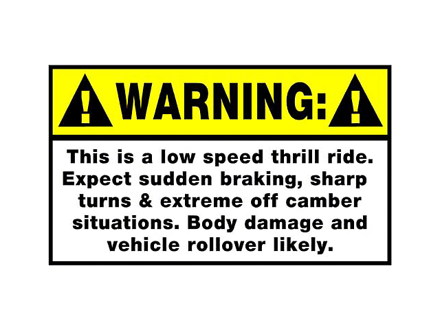 SEC10 Warning Low Speed Thrill Ride Decal