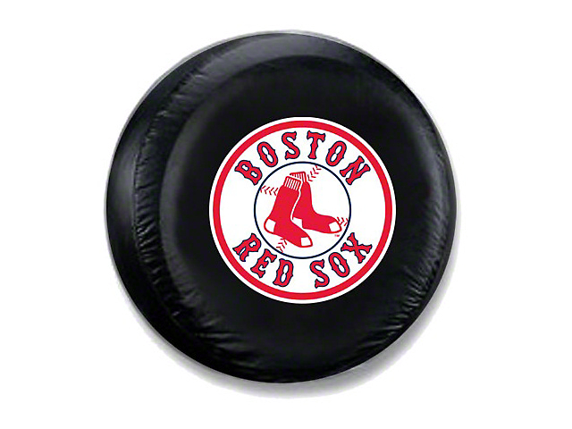 Boston Red Sox MLB Spare Tire Cover; Black; Large (66-18 Jeep CJ5, CJ7, Wrangler YJ, TJ & JK)