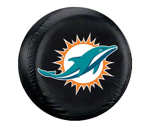 Jeep Wrangler Miami Dolphins NFL Spare Tire Cover; Black (66-18 Jeep ...