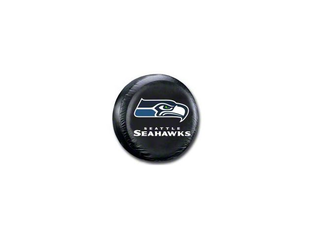 Seattle Seahawks NFL Spare Tire Cover; Black (66-18 Jeep CJ5, CJ7, Wrangler YJ, TJ & JK)